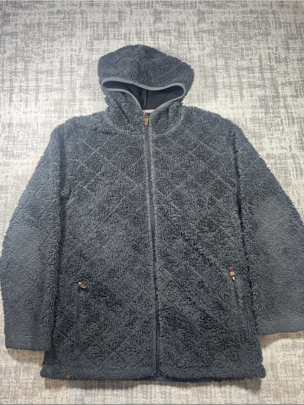 RKF Men's Hooded Sherpa Puffer Jacket - Dark Gray 28X22 ptp